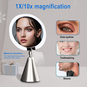 8in Smart Desktop 10X <strong>Magnifying</strong> Oval Vanity <strong>Mirror</strong> Dimmable Human Sensor Touch Switch Lighted Double Sided for <strong>Make</strong>-<strong>up</strong> <strong>Mirror</strong> - Product Image 3