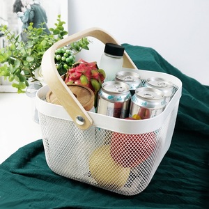 <span class=keywords><strong>Cestino</strong></span> per Frutta in Rete Metallica con Manico in <span class=keywords><strong>Legno</strong></span> per Uso Domestico - Product Image 4