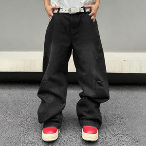 กางเกงยีนส์ฮิปฮอปกระบอก Y2k ของผู้ชาย, กางเกงยีนส์ขาบานกางเกงทรงหลวมลำลองแนวสตรีทแวร์ - Product Image 2