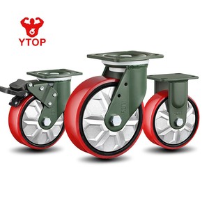 Ytop nhiệm vụ nặng nề bánh xe màu đỏ PU bánh xe bánh xe produttore di rotelle rotelle trong PU và bánh xe - Product Image 1