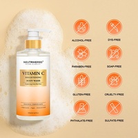 Gel douche éclaircissant à l'acide salicylique pour peaux ternes et irrégulières, gel douche éclaircissant à la vitamine C, savon de douche quotidien