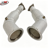 Downpipe Katalis High Flow KM SS304 Euro 6 dengan Pelindung Panas untuk Audi RS5 B9 2.9T 2019+ Knalpot Performa Tinggi