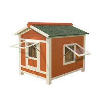 Maison pour chien et chat de style villa de luxe en bois massif pour l'extérieur avec toit triangulaire et fermeture à boucle et crochet, accessoires pour animaux de compagnie