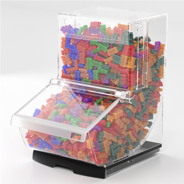 Wholesale Heavy Duty Foldable Acrylic Bulk Food Dispenser with Scoop for Candy Shop's Candy Bin Storage