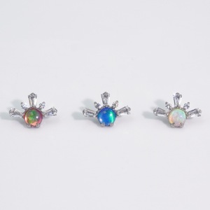 Aurora Opal Snowflake Ear <b>Studs</b> <b>Titanium</b> Alloy Prong Setting Geometric Jewelry Heads For Cartilage Piercing Gift - Product Image 3