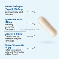 Capsules blanchissantes pour la peau à base de L-Glutathion et de collagène marin avec vitamine C, kératine, palmier nain et acide hyaluronique