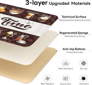 Tapis à café en PVC super absorbant et écologique, tapis de séchage de vaisselle absorbant pour comptoirs de cuisine, accessoires de bar à café de style moderne - Product Image 3