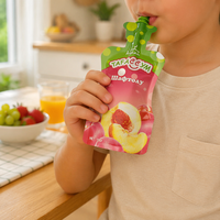 Sachets en plastique personnalisés pour boissons liquides avec paille, pour machine de remplissage de jus en aluminium, pochettes verticales à bec verseur