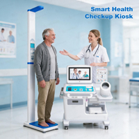 Kiosque de santé à écran tactile en libre-service, kiosque de téléconsultation, kiosque de contrôle de santé, kiosque médical, guichet automatique de santé, analyseur de composition corporelle 3D