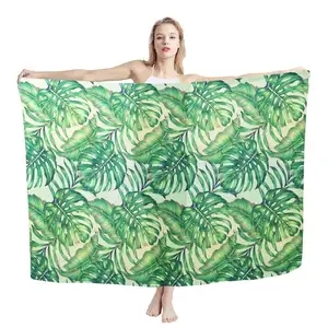 Tropical Leaves Jungle Monstera Leaf Hawaii Sarong Beach Swimsuit Wrap Plus Size Cover up Pareo Sarong Bikini Wrap Skirt