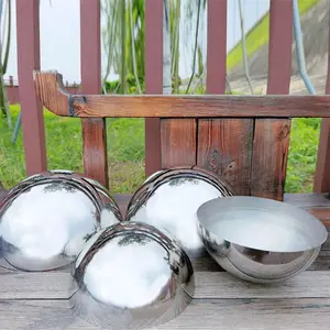 1,5mm de espesor de pared de acero inoxidable espejo de jardín globo pulido ornamento esfera hueco flotante hemisferio reflectante