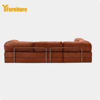 Canapé modulaire pliable à structure métallique, revêtement en tissu velours côtelé, mobilier de salon sans armature, canapé compressé