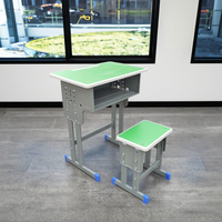 Ensemble de bureau et chaise d'école écologiques et durables, réglables en hauteur, en bois vert, pour chambre et salon