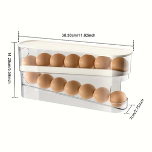 Dispensador automático de huevos rodantes de doble capa de gran capacidad, herramientas de repostería para hornear para refrigerador, almacenamiento de huevos, cocina doméstica - Product Image 3