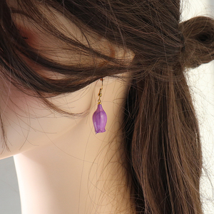 Modernos Pendientes <span class=keywords><strong>de</strong></span> Acero Inoxidable con Forma <span class=keywords><strong>de</strong></span> Flor y Campana, Pendientes Colgantes con Flores Reales, Hechos a Mano, Regalo <span class=keywords><strong>de</strong></span> Orquídea - Product Image 6