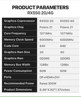 CENTAUR Radeon RX 550 4GB GDDR5 128-Bit DirectX 12 Low Profile Nouveau PCI Express 3.0 Dual Link Laptop Graphics VGA Desktop