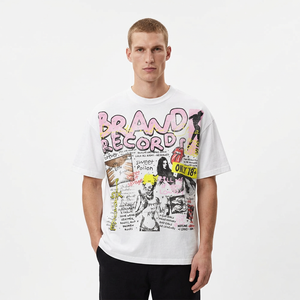 T-shirt homme coupe classique à manches courtes, col roulé, en jersey de coton écologique respirant, imprimé sérigraphié, avec logo frontal - Product Image 6