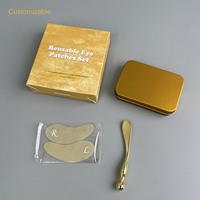 Ensemble de patchs oculaires réutilisables en silicone OEM3in1, silicone de qualité alimentaire, anti-âge, éliminateur de cernes, masque pour les yeux avec rouleau de massage en métal