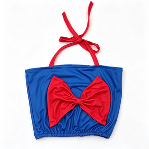 OEM ODM Conjunto de Bikini con Lazo para Niñas Pequeñas, Estampado de Seda Láctea, Vestido con Tirantes Cruzados y Volantes, Traje de Baño Infantil - Product Image 3