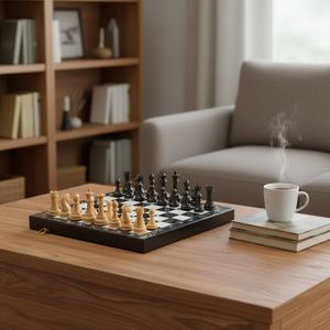 Coffret cadeau haut de gamme, jeu d'échecs, grand échiquier pliable en trois dimensions pour enfants et adultes, 15 pouces - Product Image 2