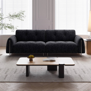 Nouveau canapé en tissu chenille de style italien <span class=keywords><strong>du</strong></span> milieu <span class=keywords><strong>du</strong></span> siècle, rétro, Bauhaus, noir, doux et confortable, canapé droit pour salon - Product Image 1
