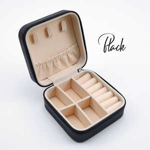 Luxury Portable Travel Ring Necklace Jewellery <b>Boxes</b> Packaging Case PU Leather <b>Velvet</b> <b>Storage</b> Jewelry Box Organizer Custom - Product Image 3
