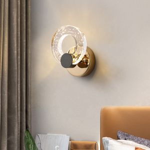Applique murale moderne dorée de luxe Nouveau design Applique tendance en cristal LED pour hôtel chambre à coucher chevet intérieur cercle à bulles fer durable - Product Image 5