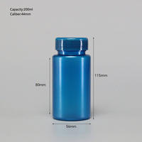 Bouteille personnalisée en plastique PET vide de 200 ml pour pilules, capsules, comprimés et suppléments, avec bouchon à vis