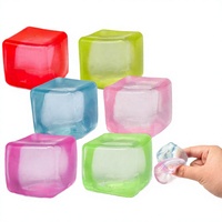 Jouets anti-stress transparents en forme de cube, jouets à presser brillants, cube TPR mignon, jouet anti-stress pour enfants, cadeau de fête en vrac