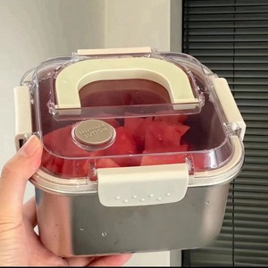 Large Capacity Portable Stainless Steel Multi-Functional Fresh-Keeping <b>Box</b> Steaming Baking <b>Lunch</b> <b>Box</b> Microwavable Plastic Lid - Product Image 5