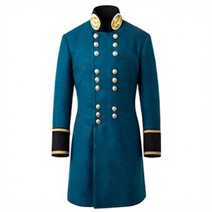 <b>Vintage</b> Men's Overcoat Woolen Frock <b>Coat</b> Embroidered Button Front Long Outerwear for Winter - Product Image 1
