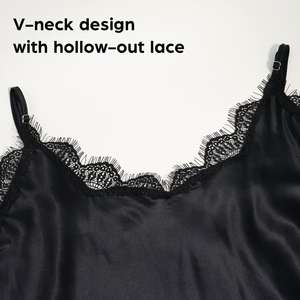 Camisón de Seda de Morera 100% de Grado 6A de Lujo con Logotipo Bordado Personalizado, Cuello en V, Corte en A y Ribete de Encaje para Mujer - Product Image 5