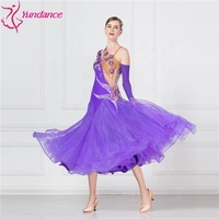 Robe de danse de salon de haute qualité B-17207, robe de danse lisse à motifs cristallisés, robe de danse de salon sexy de couleur violette à vendre