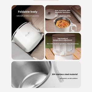 New Arrival Mini Stainless Steel Body Rotation Cordless Portable <b>Kettle</b> 0.9L Hotel Use Travel Folding Design Automatic Shut-off - Product Image 4
