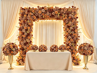 Centre de table en forme de boule de fleurs de rose en soie terracotta orange brûlé de style Maillard, durable et de haute qualité, pour la décoration de table de mariage d'automne