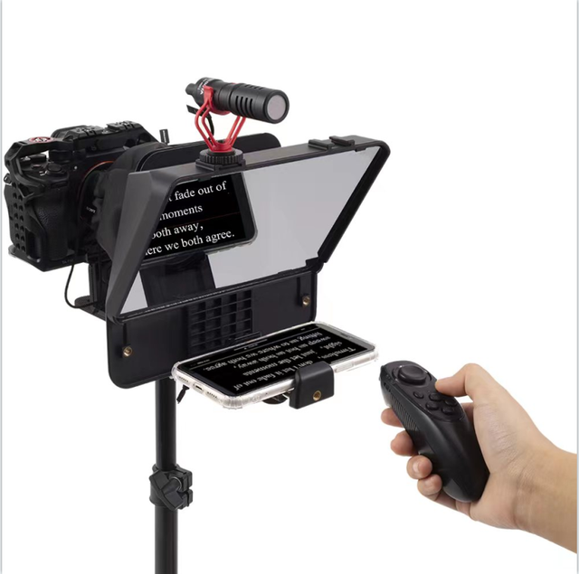 Teleprompter for 10 Inch Smartphone/Tablet/DSLR Camera Prompters with Remote Control for Stage Speech Live Streaming