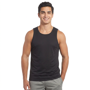 180g 100% Cotton <b>Men's</b> <b>Singlet</b> Fitness Bodybuilding Ribbed Sleeveless T-shirt Plus Size <b>Men's</b> tank Tops <b>Men</b> With OEM Service - Product Image 1