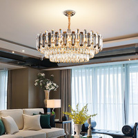 Lustre rond en cristal K9 de 40-115 cm, luminaire suspendu moderne de luxe avec chaîne réglable pour salon salle à manger
