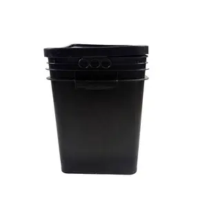 Square Pail - 4 Gallon White Black / 3 Gallon Square Plastic Bucket and lid Handle