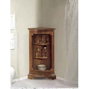 Espositore ad angolo interno rustico tradizionale antico con 1 porta e 2 ripiani in legno per mobili da soggiorno - Product Image 2