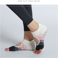 Chaussettes de yoga Bioserica Era Indoor à cinq doigts avec dossier, chaussettes de sol, chaussettes antidérapantes sans dos pour Pilates