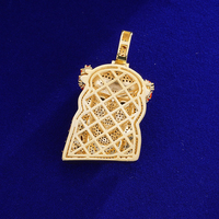 Hip-Hop Iced Out Günstiger VVS Baguette Rubinrote Edelsteine Schwarzer Moissanit Vergoldeter Klarer Jesus-Anhänger