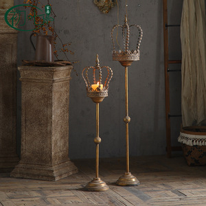 Vintage Crown Floor <b>Candlestick</b> A3293 Decorative Wedding Candle Holder Irregular Shape - Product Image 1