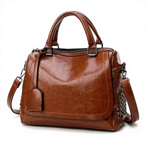 Pochette de mode pour femme en cuir véritable avec fermeture éclair, bandoulière, grande capacité (3L+), imperméable et légère BS - Product Image 4