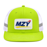 Casquette de camionneur personnalisée verte de sécurité, 6 panneaux, en sergé de coton et maille, avec bande réfléchissante, pour uniforme de chantier, vente en gros