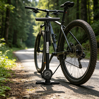 Pompe à pied VTT Worldcycle D004 Mini 1-Way avec manomètre 160 PSI, cylindre en acier haute pression, gonfleur de pneus de vélo, base en plastique, valve Presta