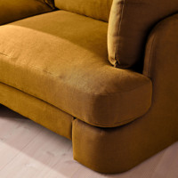 Canapé d'angle modulable en tissu moutarde moderne, base sur socle, pour salon, appartement, villa, maison