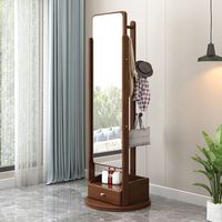 Miroir pleine longueur de luxe tendance en argent avec support mural intégré, rotatif, pour chambre à coucher, dressing et salon moderne