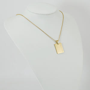 Collar de Cadena con Cuentas Rectangulares con Letras Inglesas en Acero Inoxidable Chapado en Oro PVD de 18K, Joyería de Moda para Mujeres y Hombres - Product Image 2