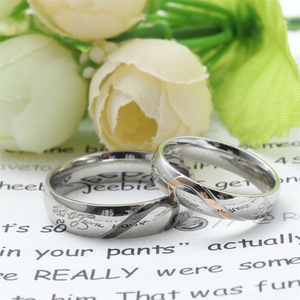 Titanium Steel Heart Shaped <b>Couple</b> <b>Rings</b> Unisex Wedding Jewelry 23006 - Product Image 4